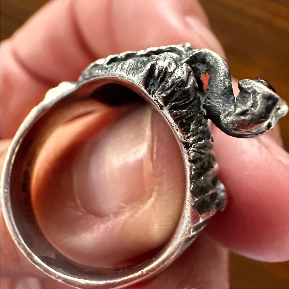 VTG 90s Mexican Sterling Silver Pirate Biker Ring 925 Heavy 14g Size 6.5 MARS